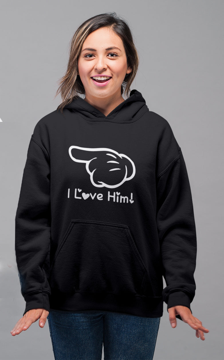 Love him/ Love her Matching Couple Cute Sweatshirts | Couple Hoodies- Black