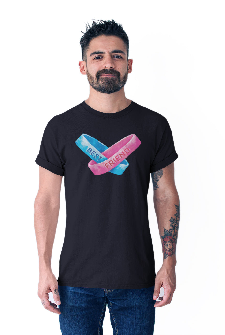 iberry's Best Friends Tshirts Combo, Bff T shirt for men and women, Round neck Cotton Unisex Tshirts -(Set of 2)-01