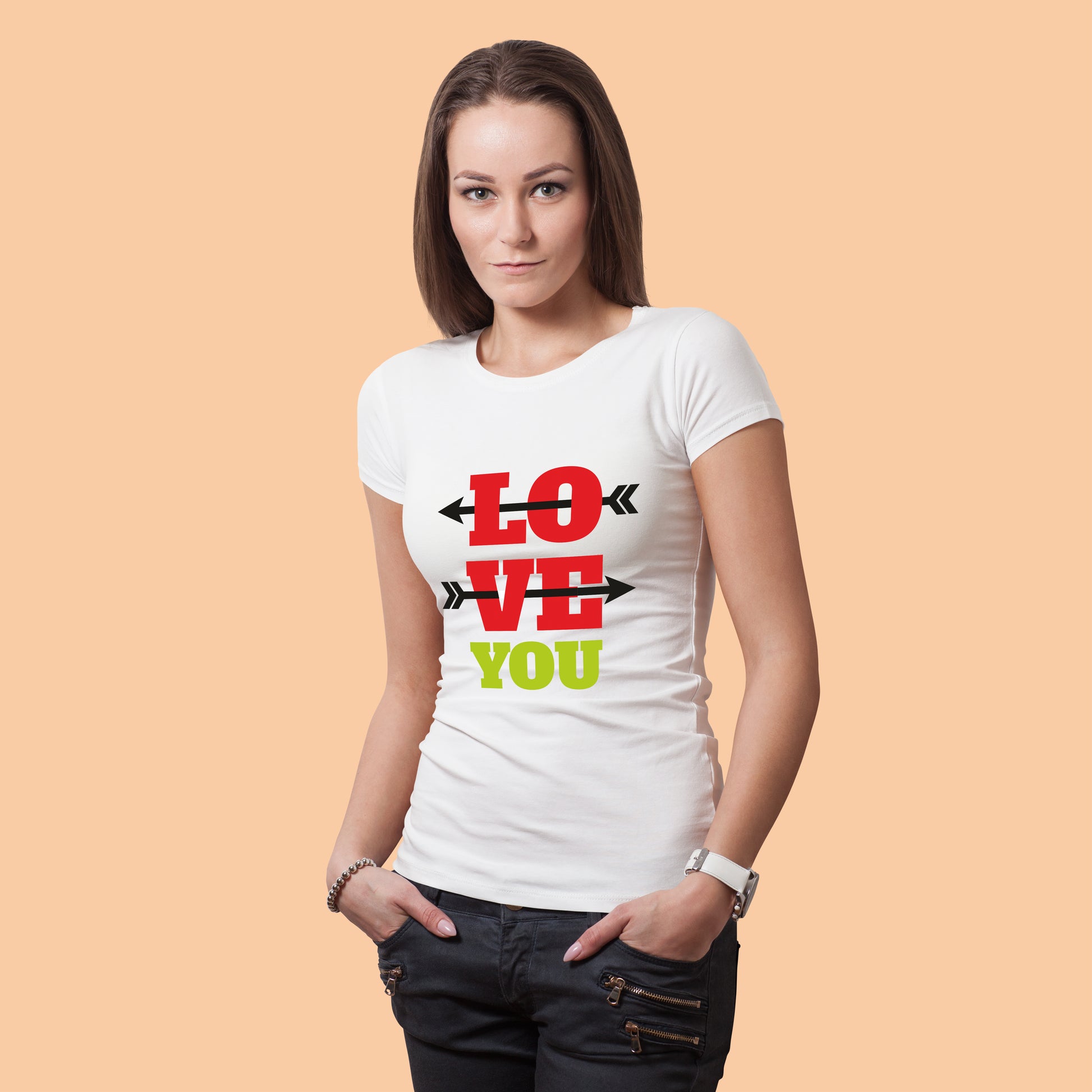 Love You matching Couple T shirts- White