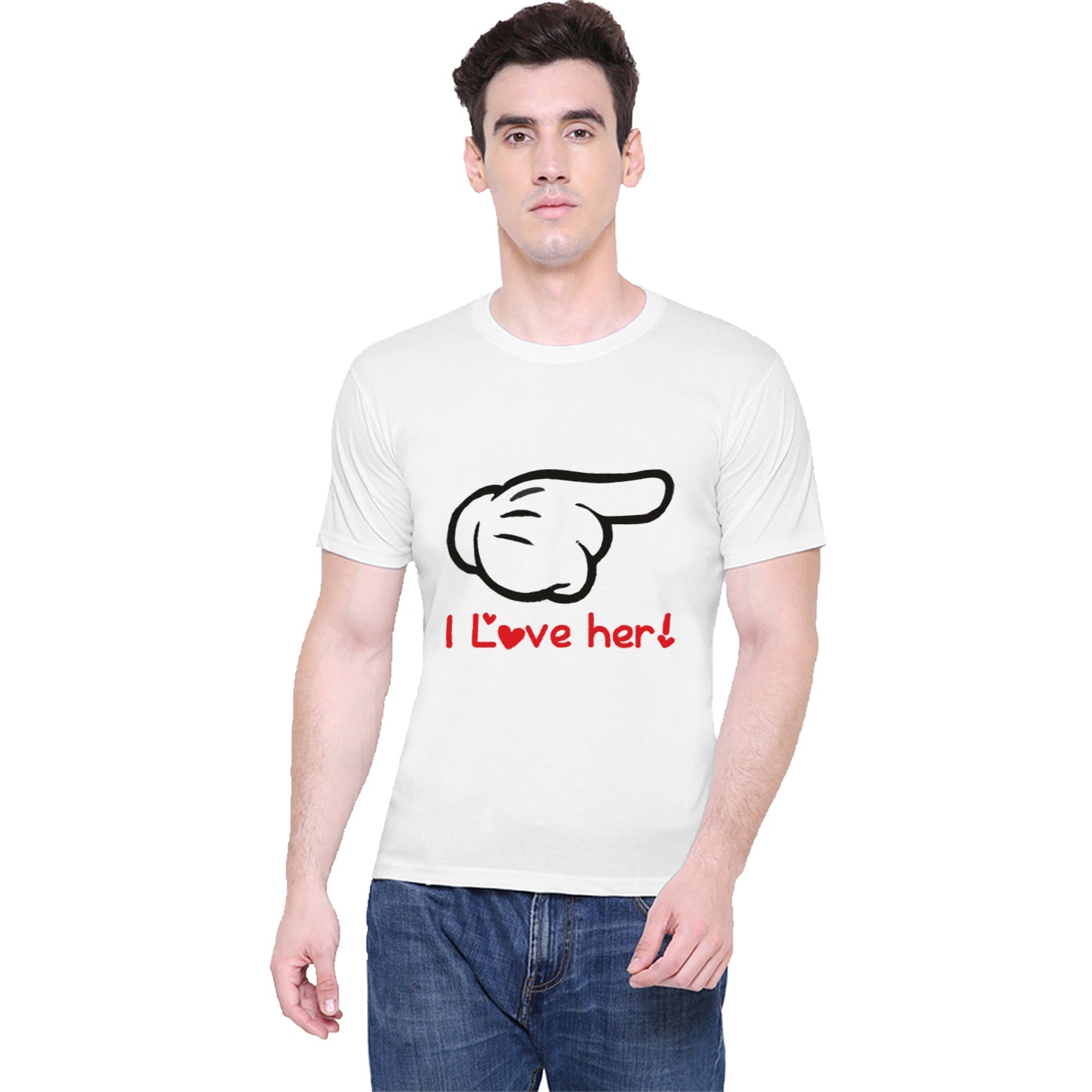 Love him her matching Couple T shirts- White