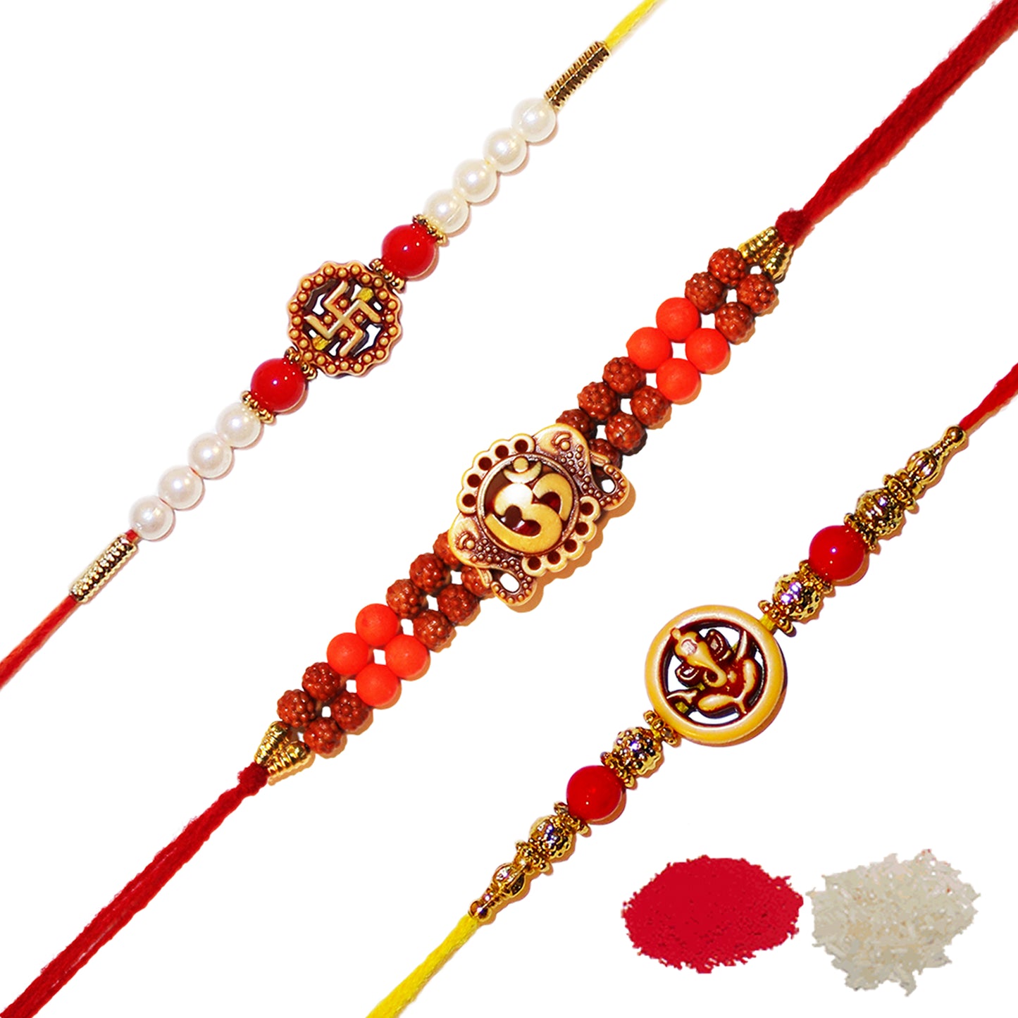 iberry's Rakhi Gift Pack with Set of Three Designer Rakhi & Roli Chawal for Brother(Men & Boys)(Combo 234)-Best Gift from Sister
