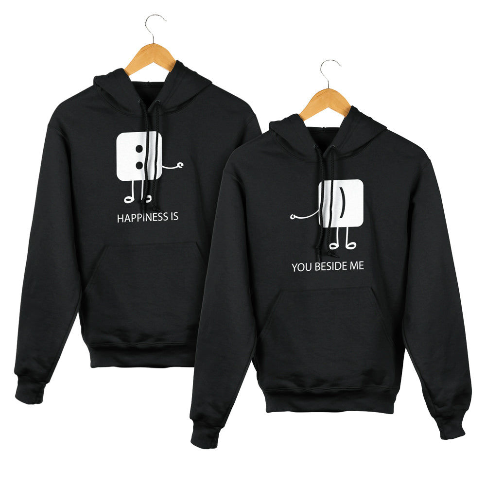 Happiness Matching Couple Cute Sweatshirts | Couple Hoodies- Black