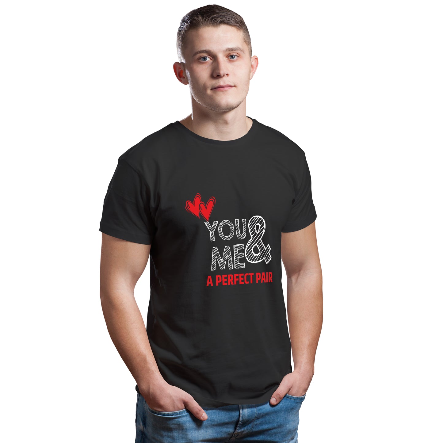 youandme matching couple tshirt black red