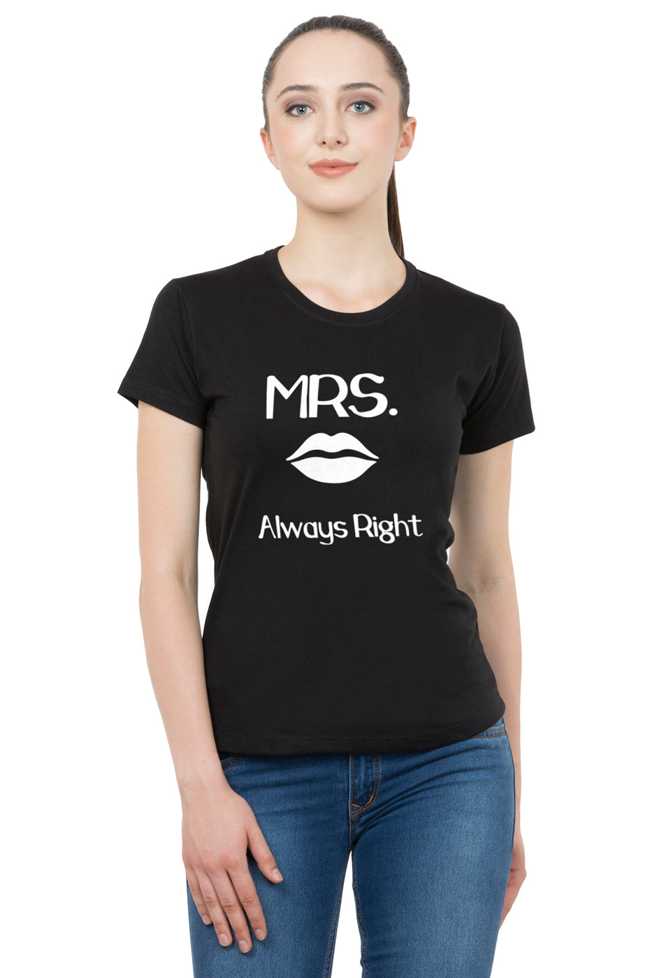 Mr. Mrs. Always Right matching Couple T shirts- Black