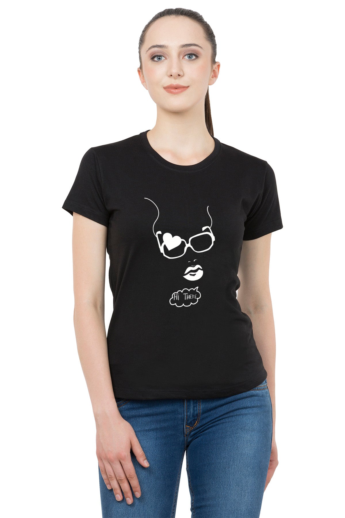 Hello Hi matching Couple T shirts- Black