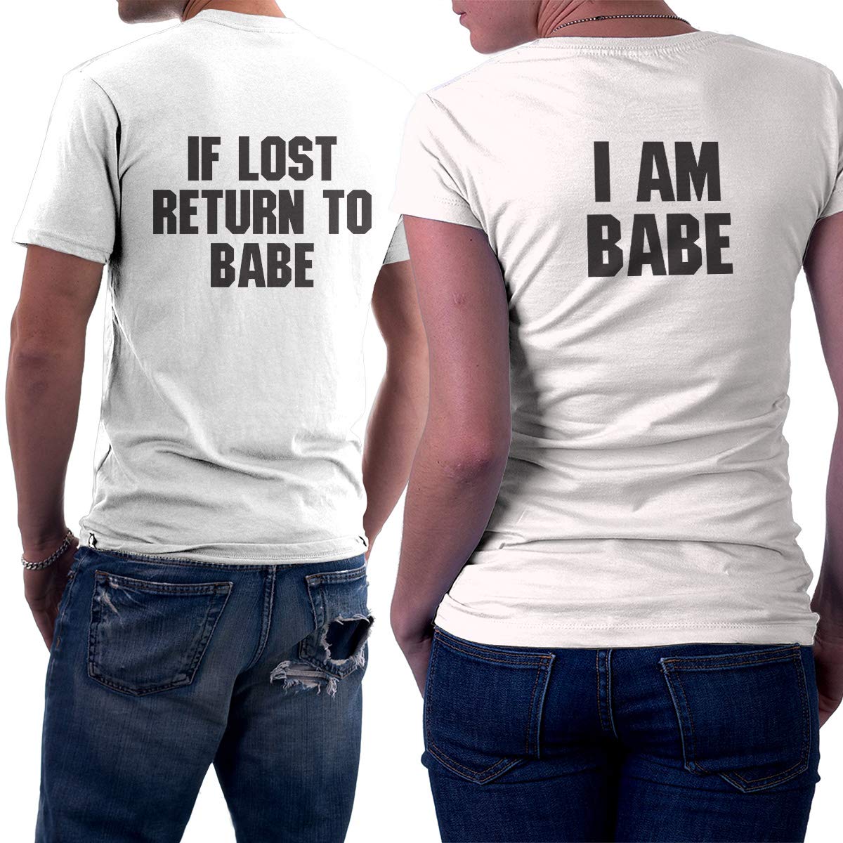If Lost- Return to Babe matching Couple T shirts- White