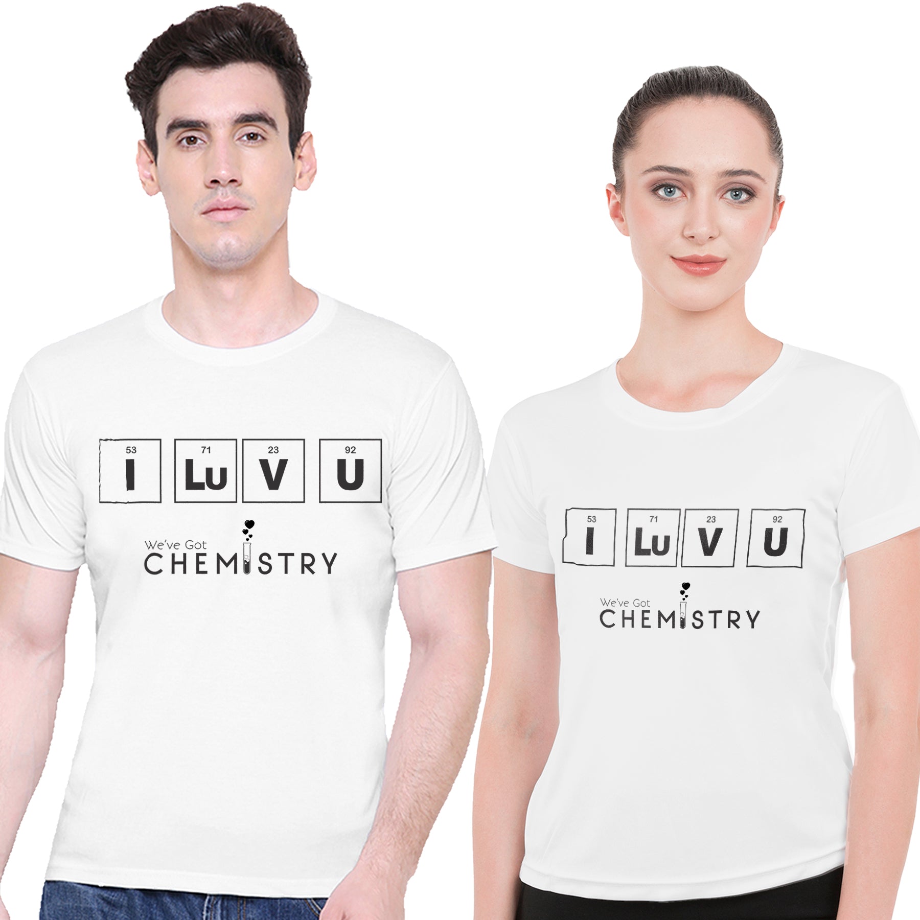 I Luv Chemistary matching Couple T shirts- White