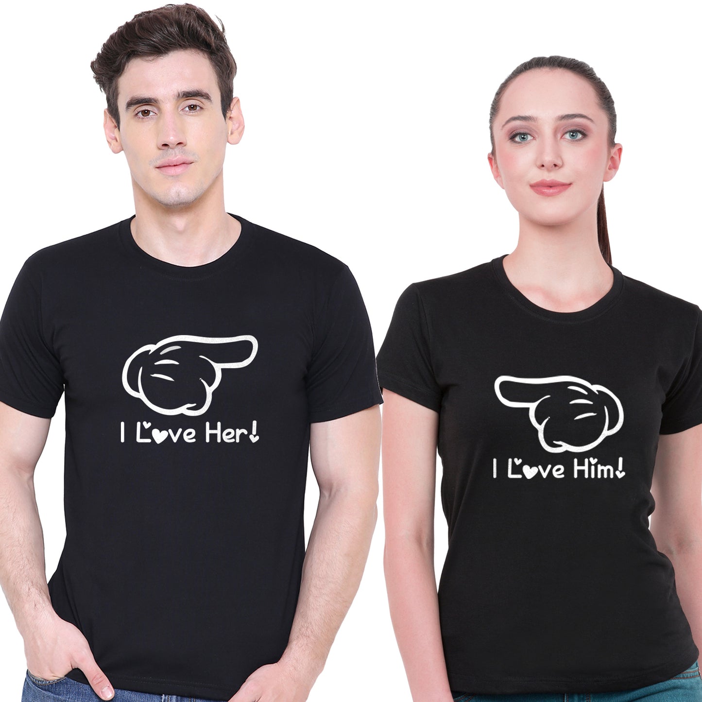 Love him her matching Couple T shirts- Black