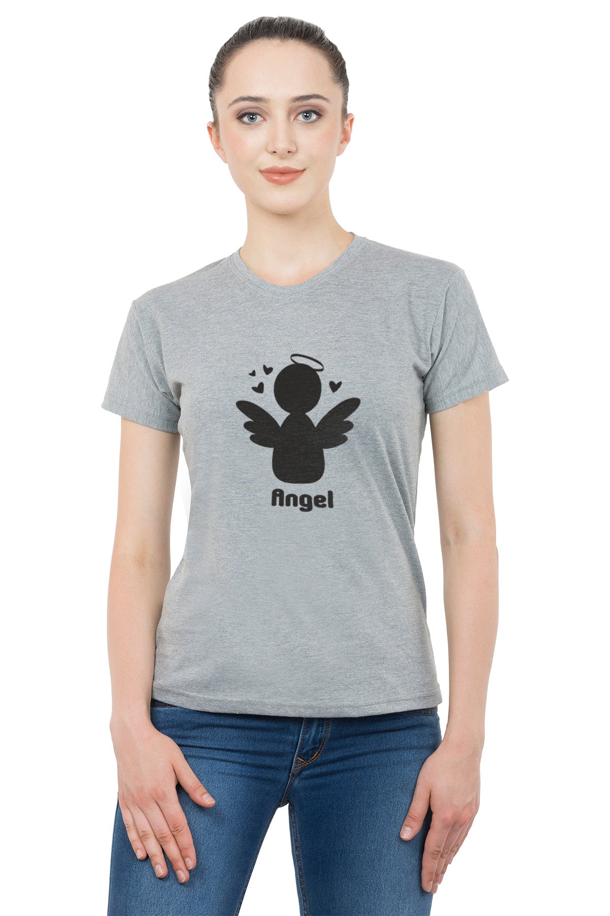 Angel Devil matching Couple T shirts- Grey