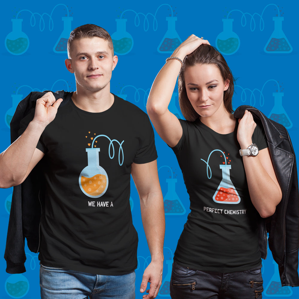 Perfect Chemistary matching Couple T shirts- White