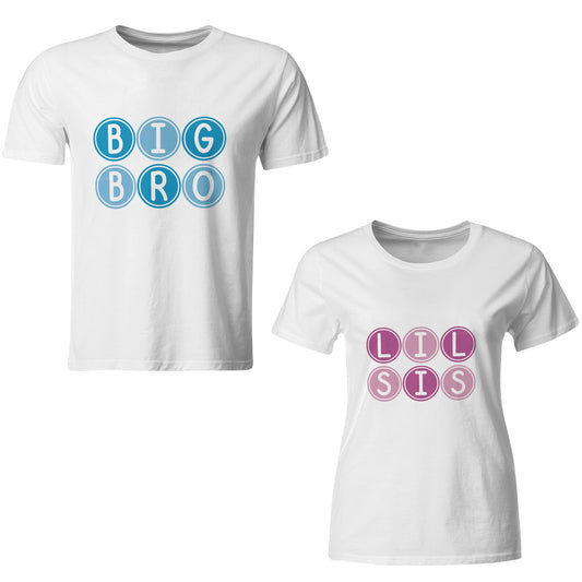 Big bro- Lil sis matching Sibling t shirts - white