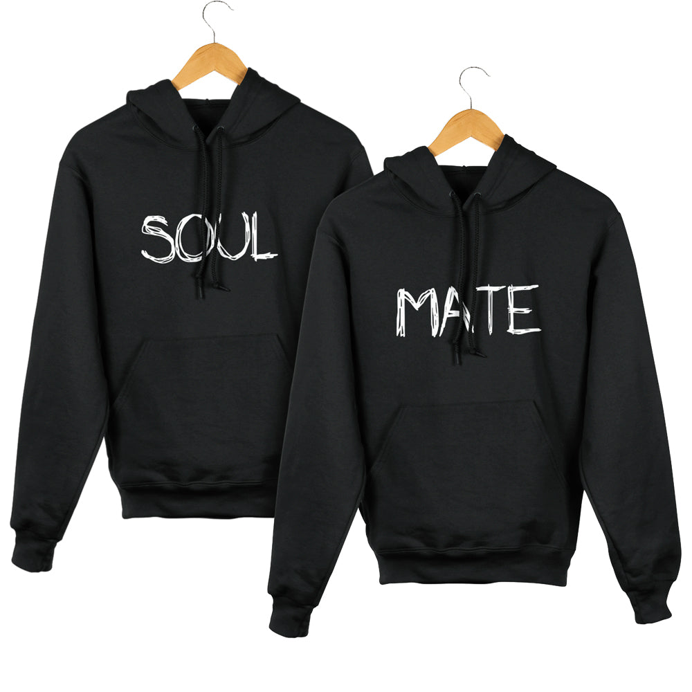 Soul Mate Matching Couple Hoodies for Men & Women Cotton Printed Cute Couple Sweatshirts- (Set of 2)