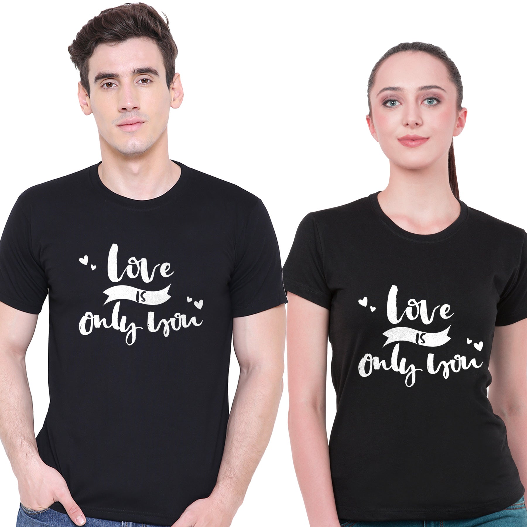 Love is only you matching Couple T shirts- Black