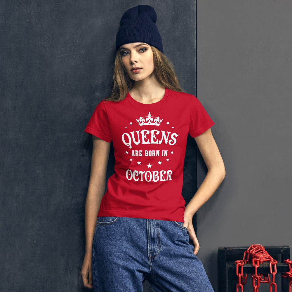 iberry's Birthday month T Shirt for Women |October Birthday Month tshirt | Half Sleeve T-Shirt | Round Neck T Shirt |Cotton T-Shirt for Women- (10)