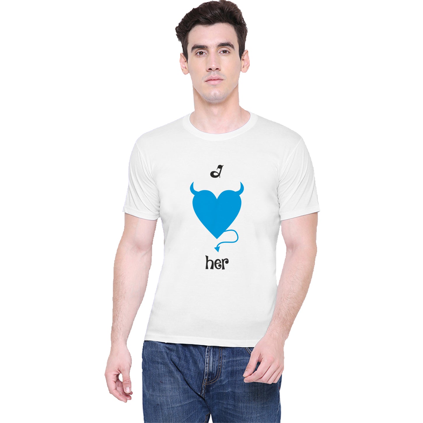 Love Devil matching Couple T shirts- White