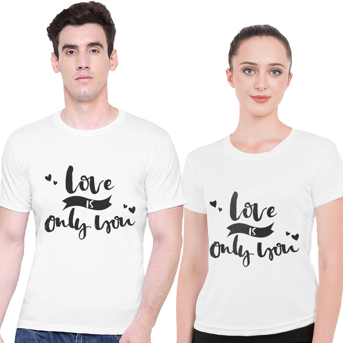 Love is only you matching Couple T shirts- White