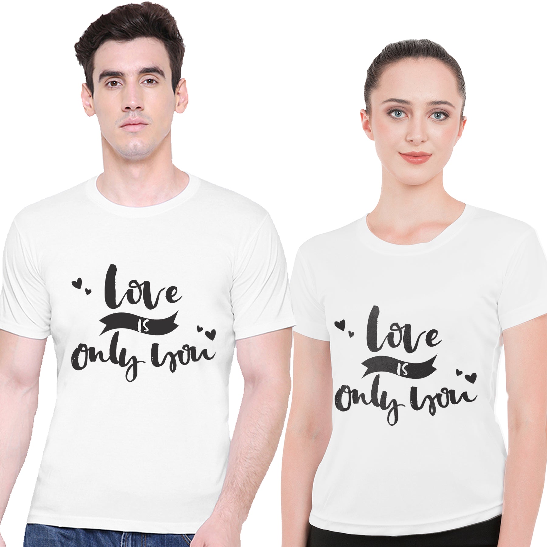 Love is only you matching Couple T shirts- White