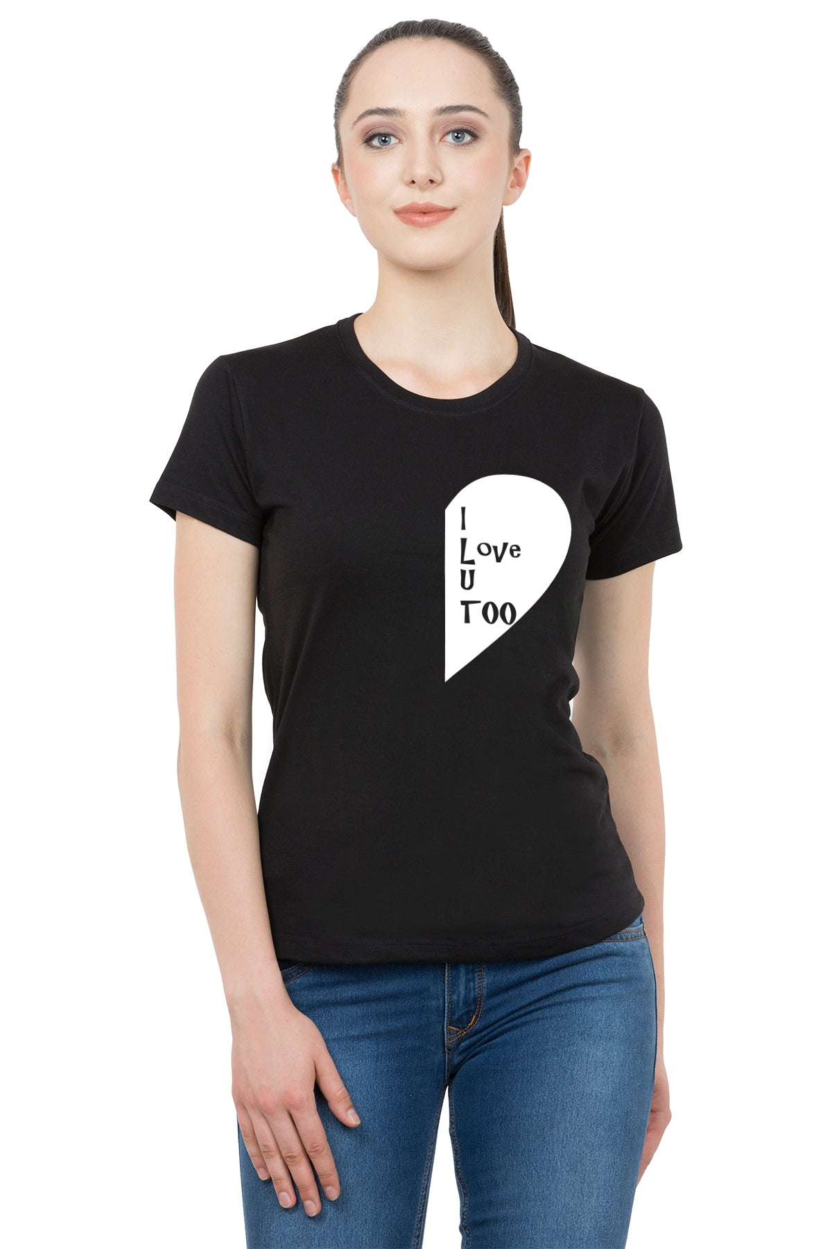 Half Heart matching Couple T shirts- Black