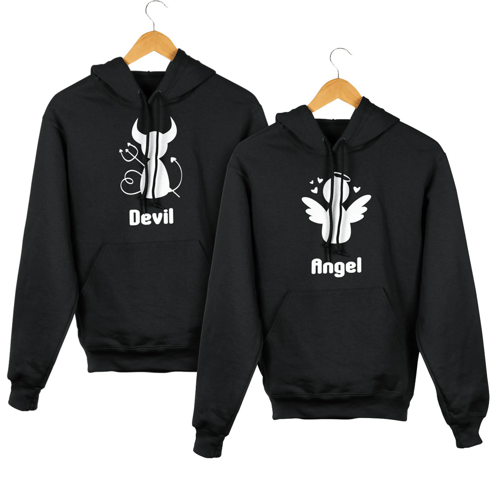 Angel Devil Matching Couple Cute Sweatshirts | Couple Hoodies- Black