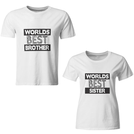 worlds best brother, worlds best sister matching Sibling t shirts - white