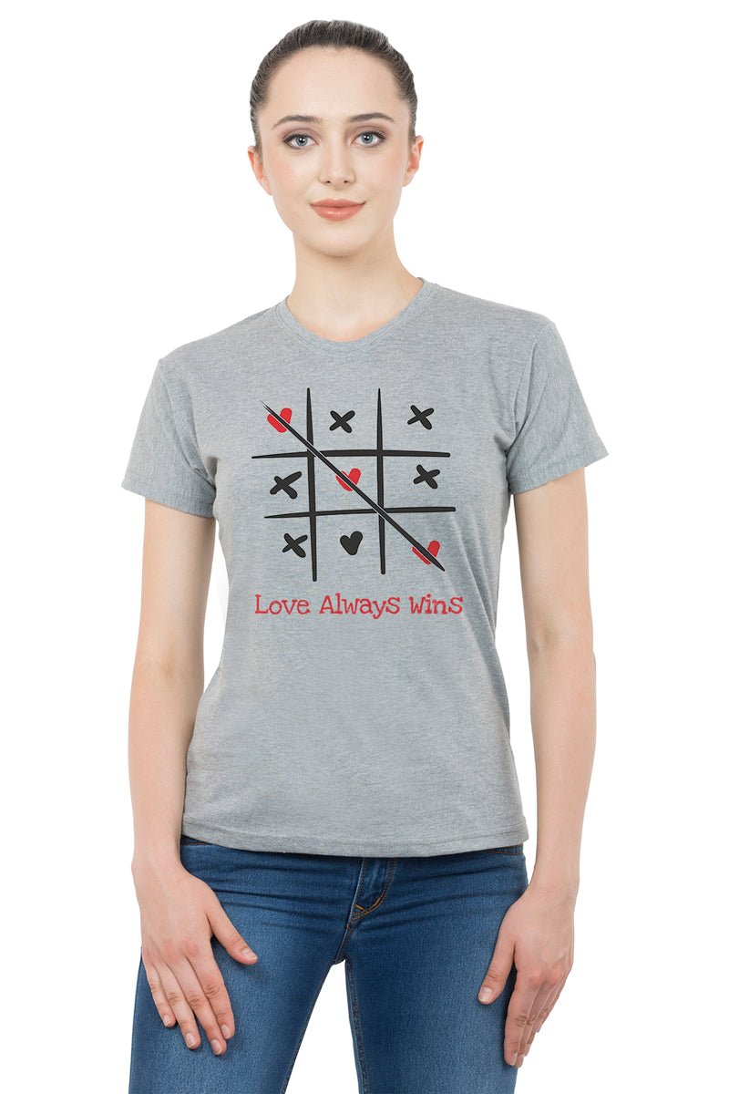 Love Always win matching Couple T shirts- Grey