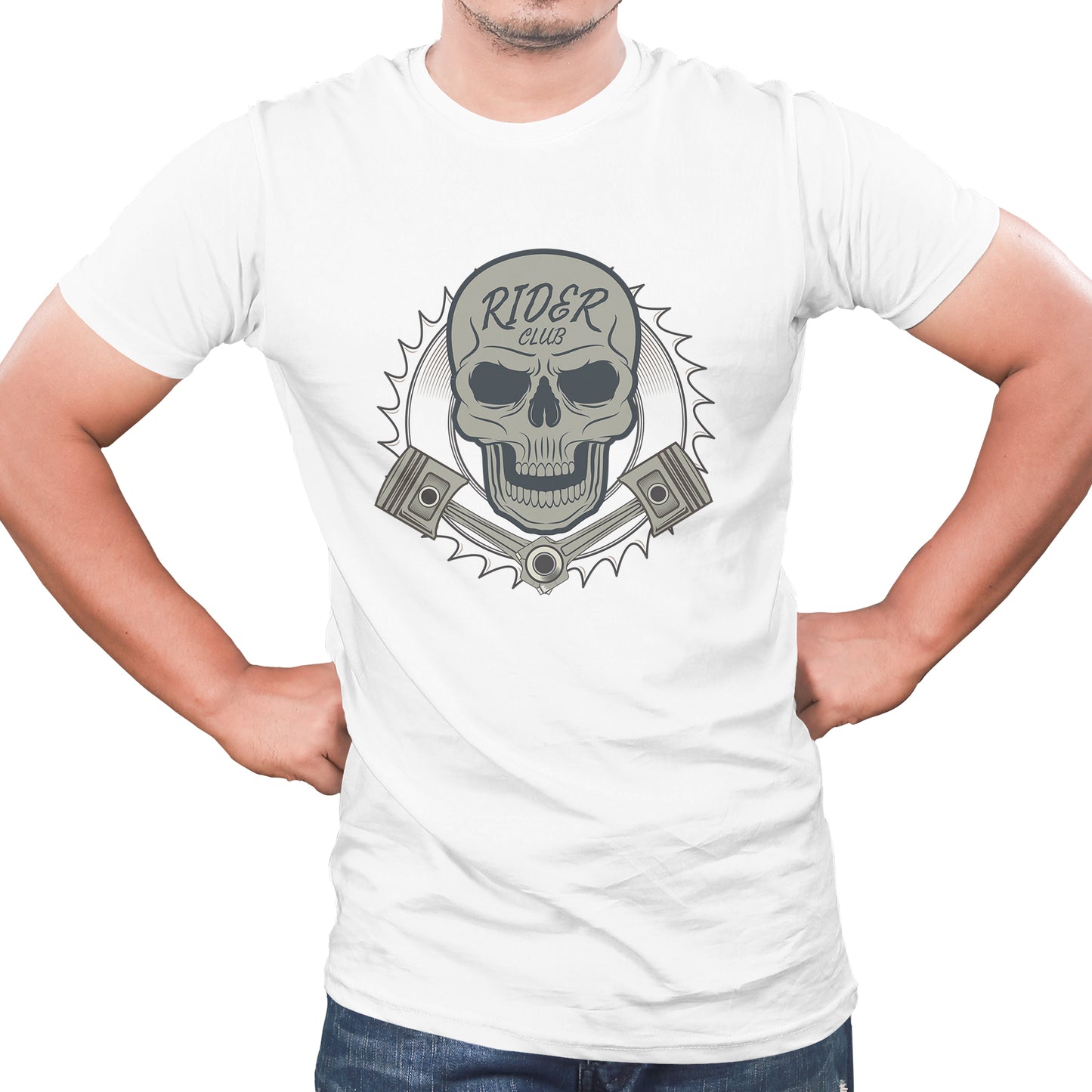 Rider club quote Biker t shirts -White