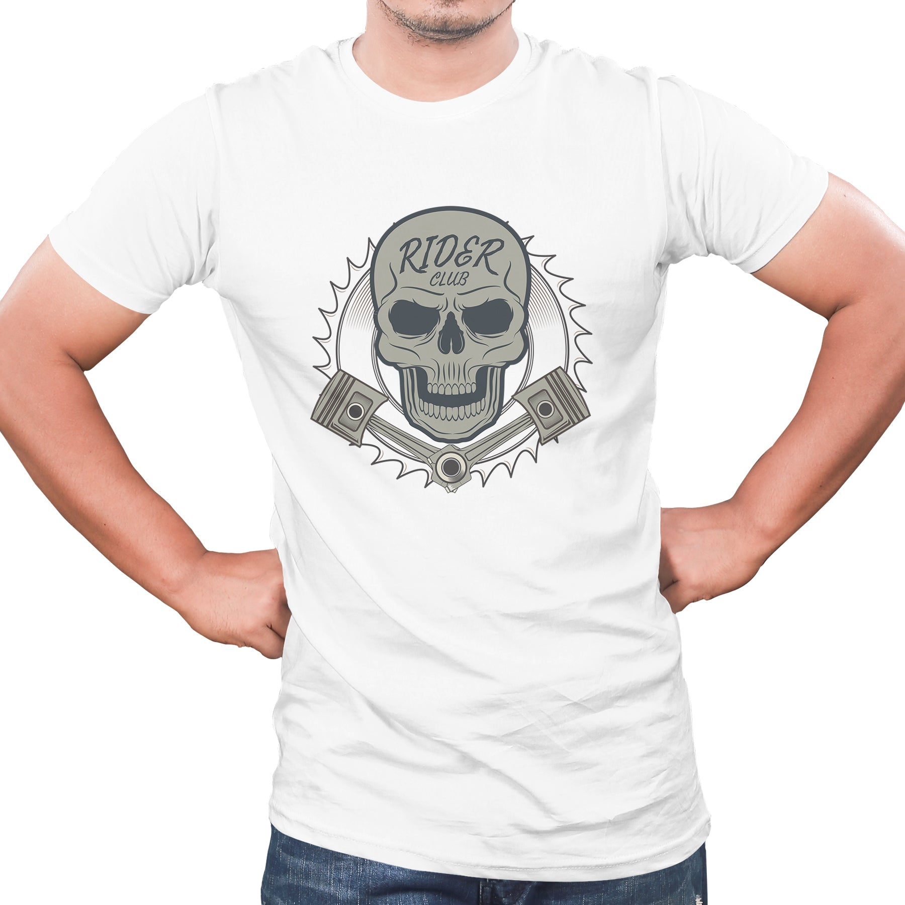 Rider club quote Biker t shirts -White