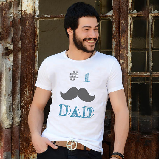 Fathers day Printed Tshirt for Men|Graphic Printed White t shirts for dads| No 1 dad