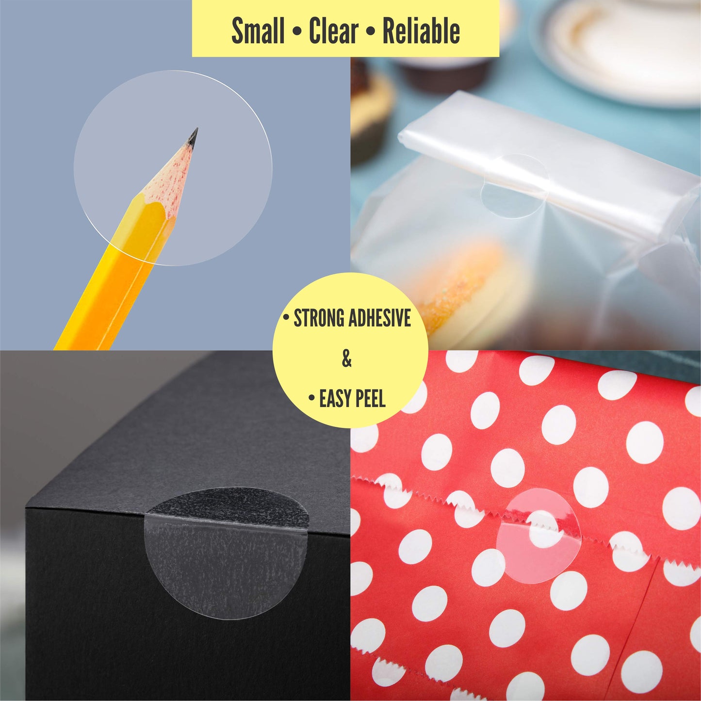 iberry's 1 inch Diameter Transparent Stickers|Transparent Stickers to Seal Boxes and Envelopes|Stickers for Order Packing