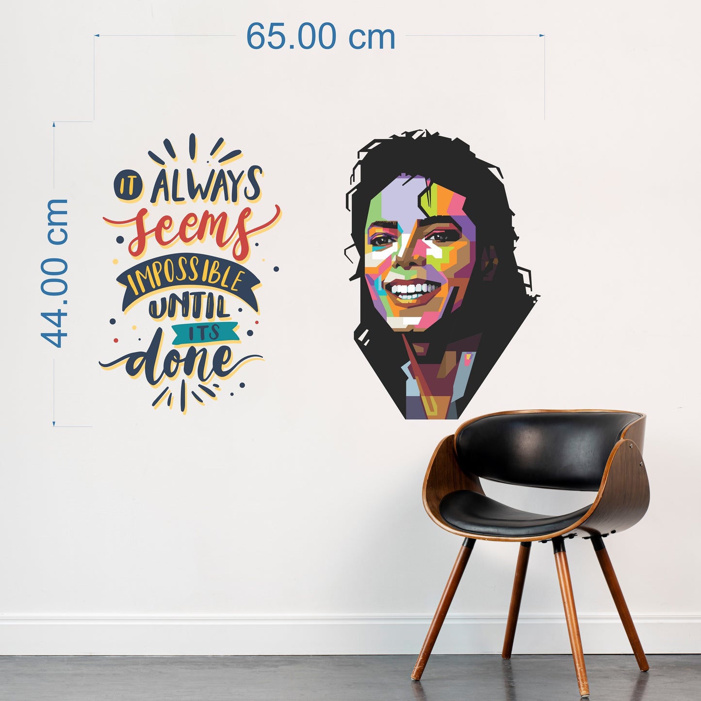 iberry's Inspirational Motivational Quotes Wall Sticker, Always Seems Impossible Until Done"- 44 x 65 cm Wall Stickers for Study- Office-2