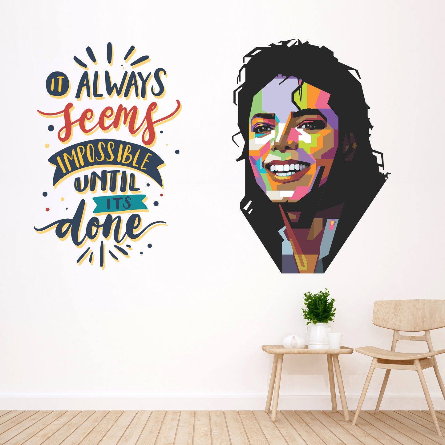 iberry's Inspirational Motivational Quotes Wall Sticker, Always Seems Impossible Until Done"- 44 x 65 cm Wall Stickers for Study- Office-2