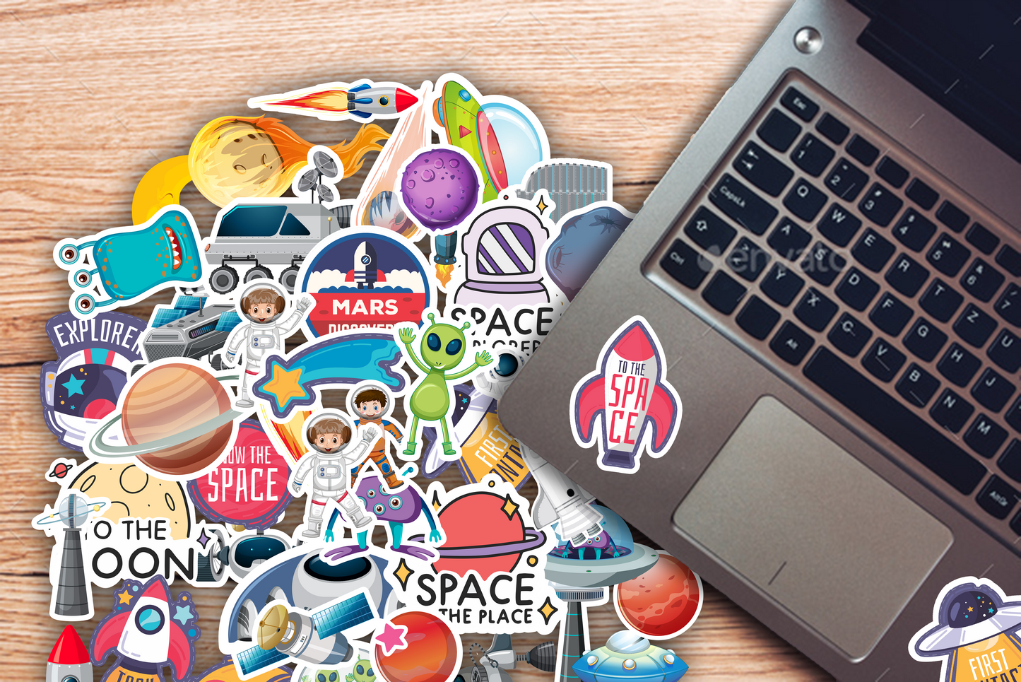 iberry's 50 pcs Stickers for Laptop Mobile Phones Computer Bicycle Luggage Scrapbooks Gadgets Waterproof Stickers,Space Themed Sticker, Laptop Sticker-Set of 50 Stickers -(05)