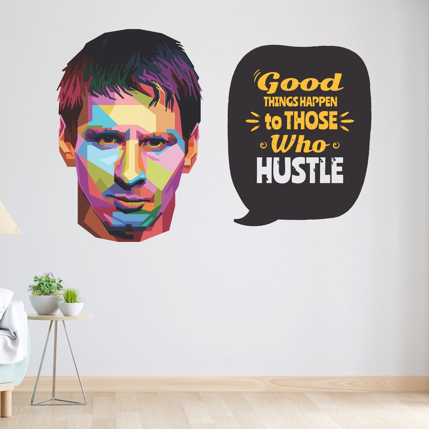 iberry's Inspirational Motivational Quotes Wall Sticker, Good Things Happen to Those who Hustle"- 43 x 63 cm Wall Stickers for Study- Office-06