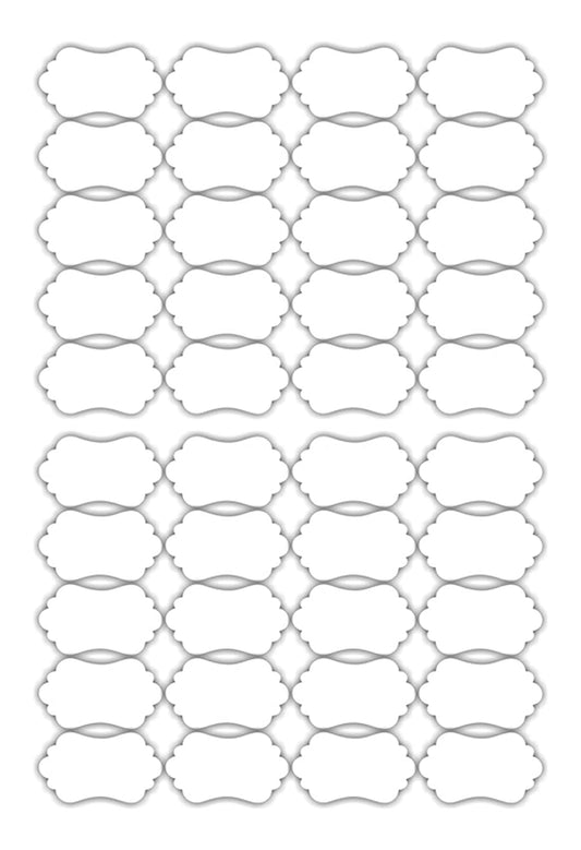 iberry's 108 pieces Waterproof Vinyl Stickers for Mason Jars Glass Bottle, Decals Craft, Kitchen Jar (Paper, 7 cm x 4 cm, White, 108 Piece) (Curly Round 2 Sticker) (12)