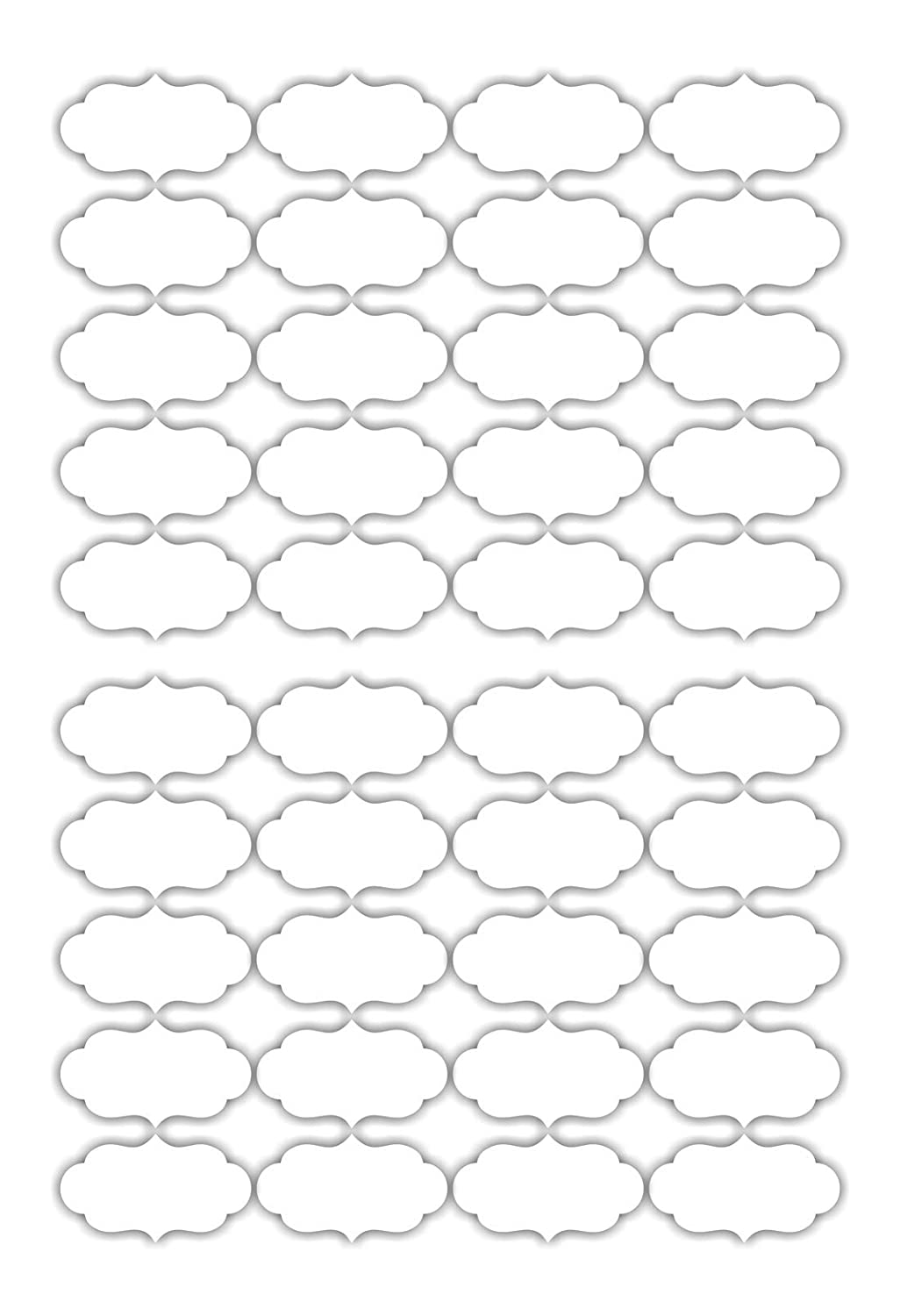 iberry's 108 pieces Waterproof Vinyl Stickers for Mason Jars Glass Bottle, Decals Craft, Kitchen Jar (Paper, 7 cm x 4 cm, White, 108 Piece) (Curly Round 1 stickers curly) (2)