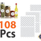 iberry's 108 pieces Waterproof Vinyl Stickers for Mason Jars Glass Bottle, Decals Craft, Kitchen Jar (Paper, 7 cm x 4 cm, White, 108 Piece) (Round Sticker) (7)