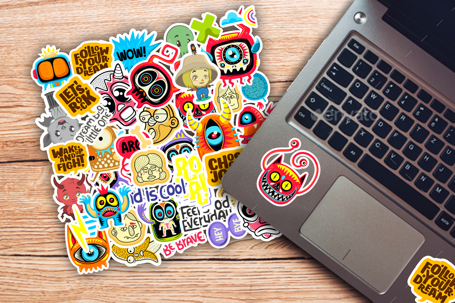 iberry's 50 pcs Stickers for Laptop Mobile Phones Computer Bicycle Luggage Scrapbooks Gadgets | Waterproof Stickers|Monster Collection Stickers| Laptop Sticker- Set of 50 Stickers (03)