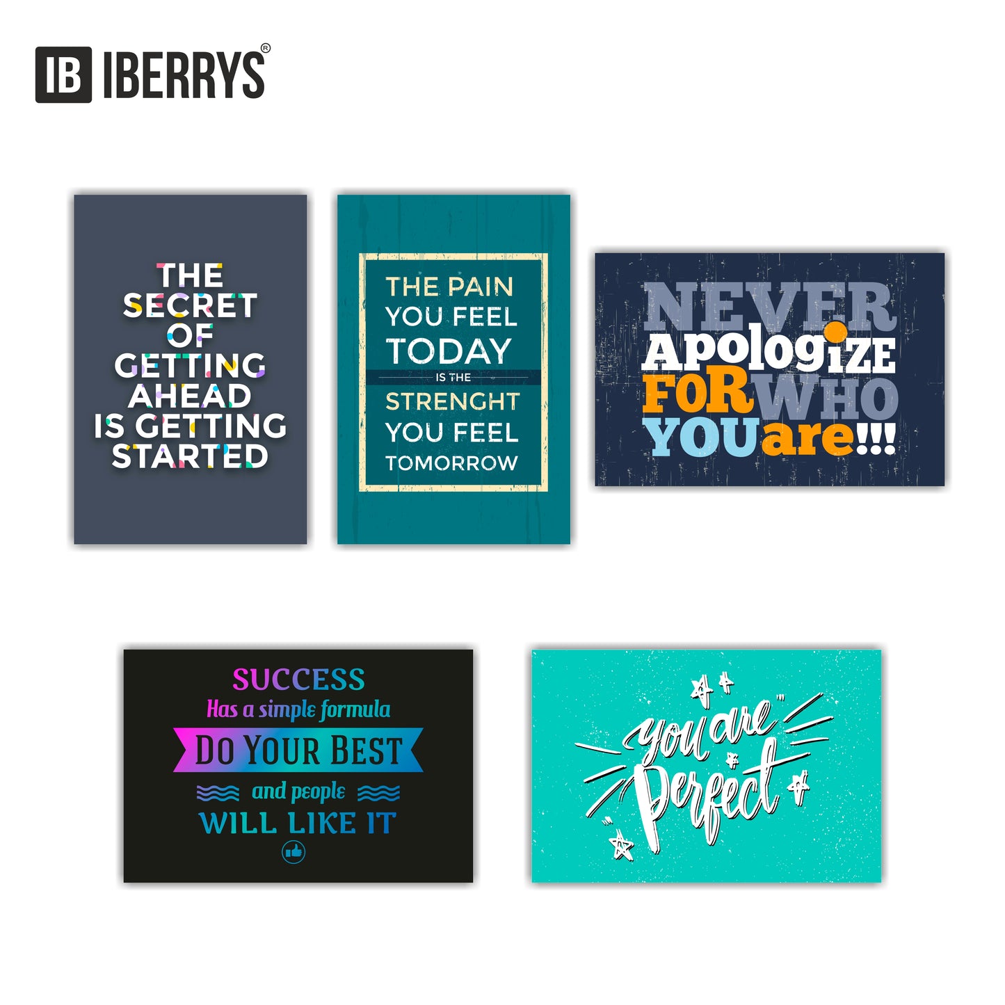 iberry's Motivational Quote Poster for Office and Student Room Walls |posters for room (Size 28 x 43 CM, Pack of 10)-I