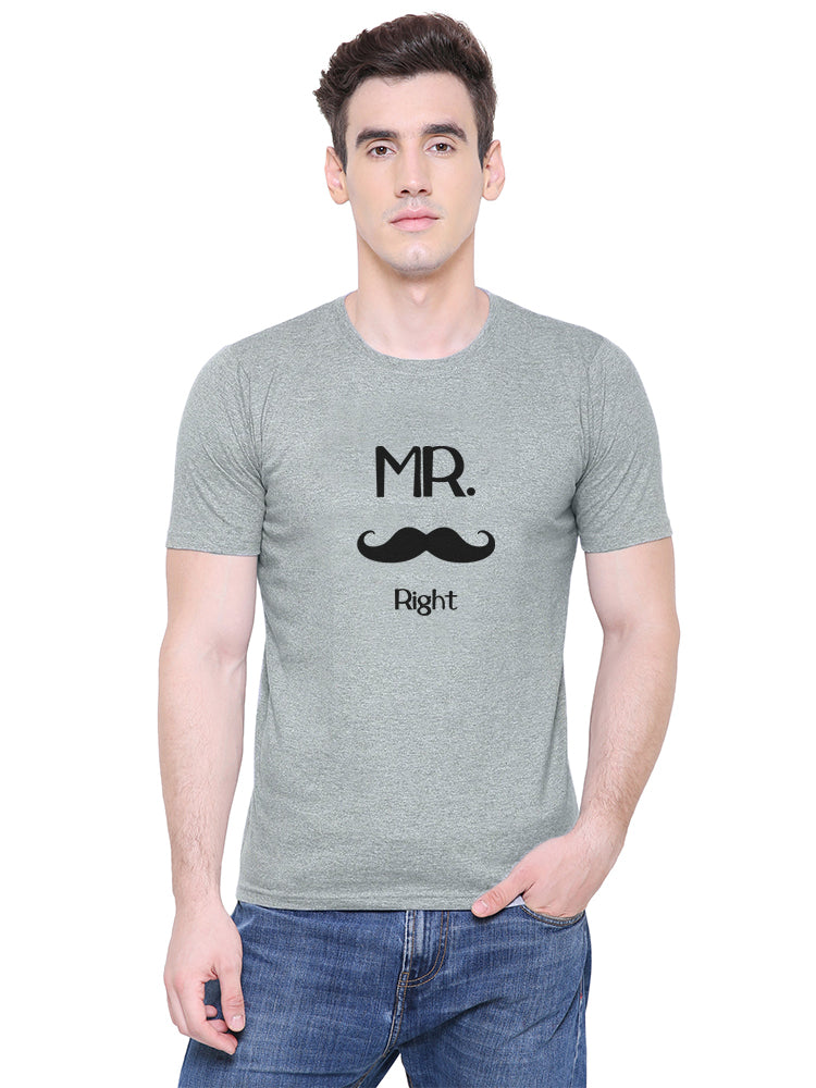 Mr. Mrs. Always Right matching Couple T shirts- Grey