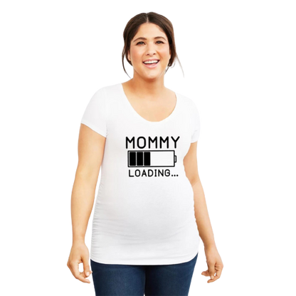 mommy Loading Maternity t shirt for women|mom to be t shirt | half sleeve t shirt womens | Maternity Dress|round neck t shirt
