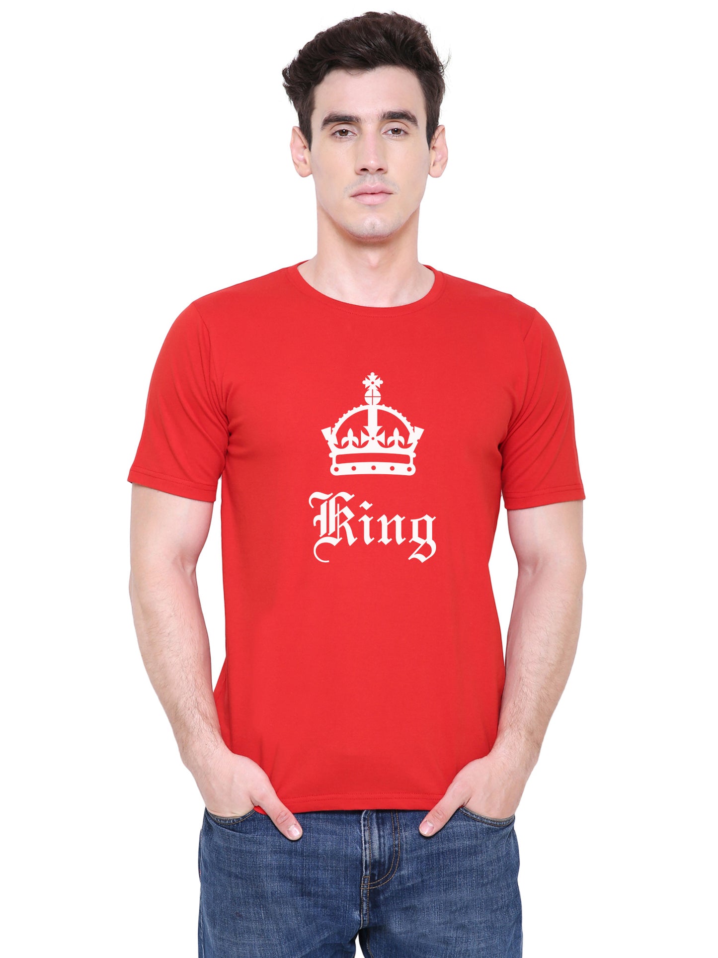 King Queen matching Couple T shirts- Red