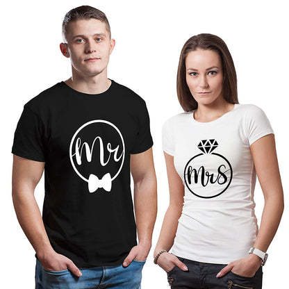 Mr & Mrs matching Couple T shirts- White Black