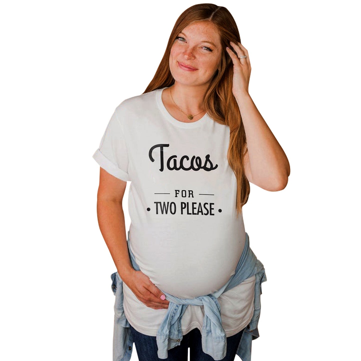 Tacos for Two Maternity Dress|Maternity Couple T shirts- White