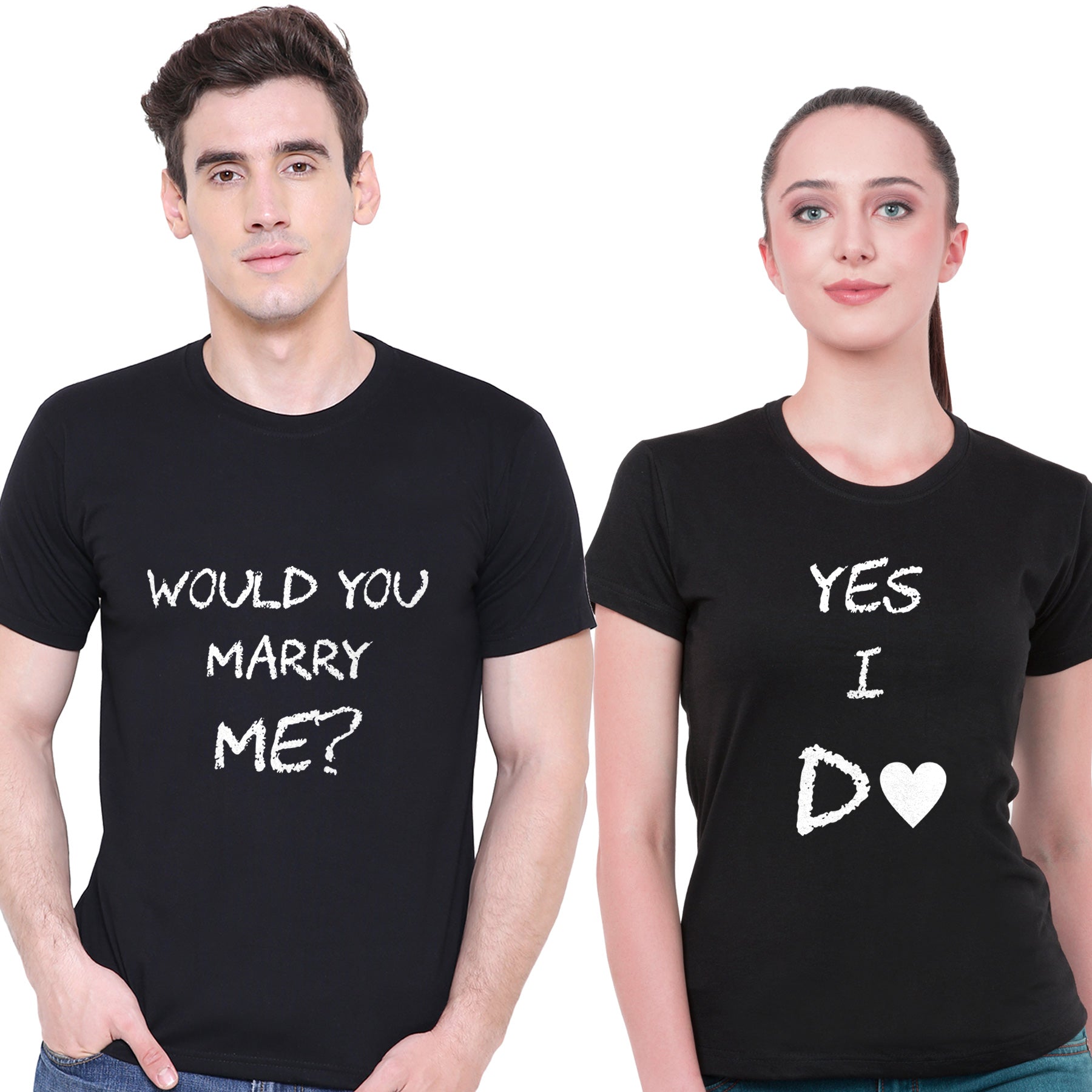 Marry Me matching Couple T shirts- Black
