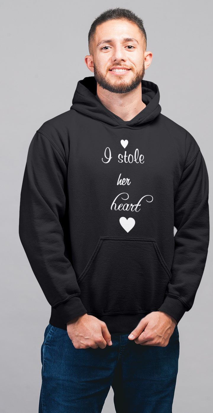 Stole my heart Matching Couple Cute Sweatshirts | Couple Hoodies- Black