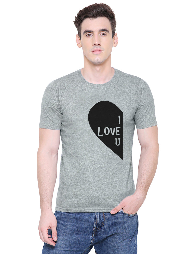 Half Heart matching Couple T shirts- Grey