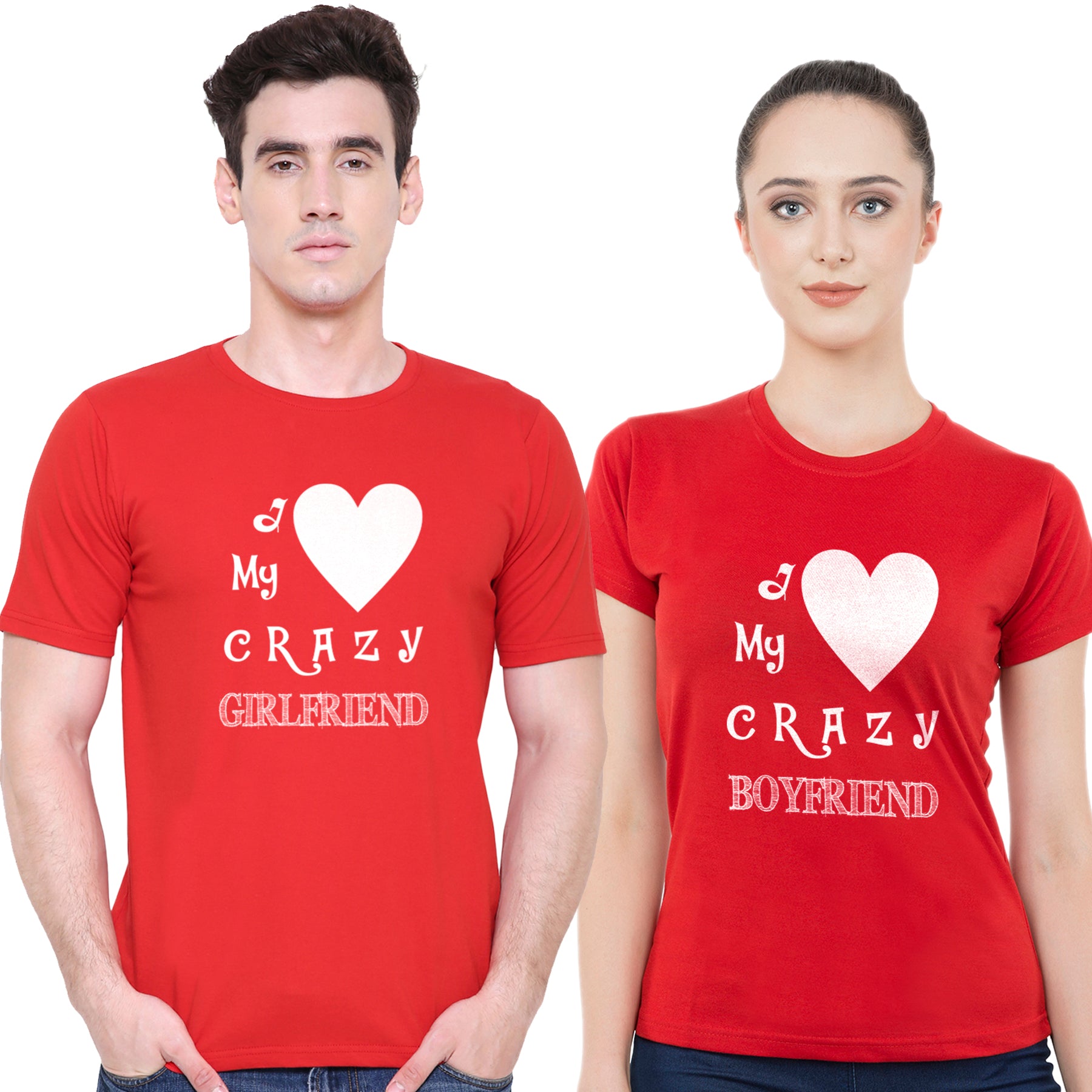 Crazy Lovematching Couple T shirts- Red