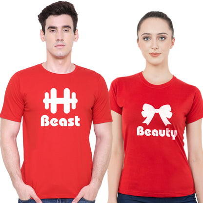 Beauty Beastmatching Couple T shirts- Red