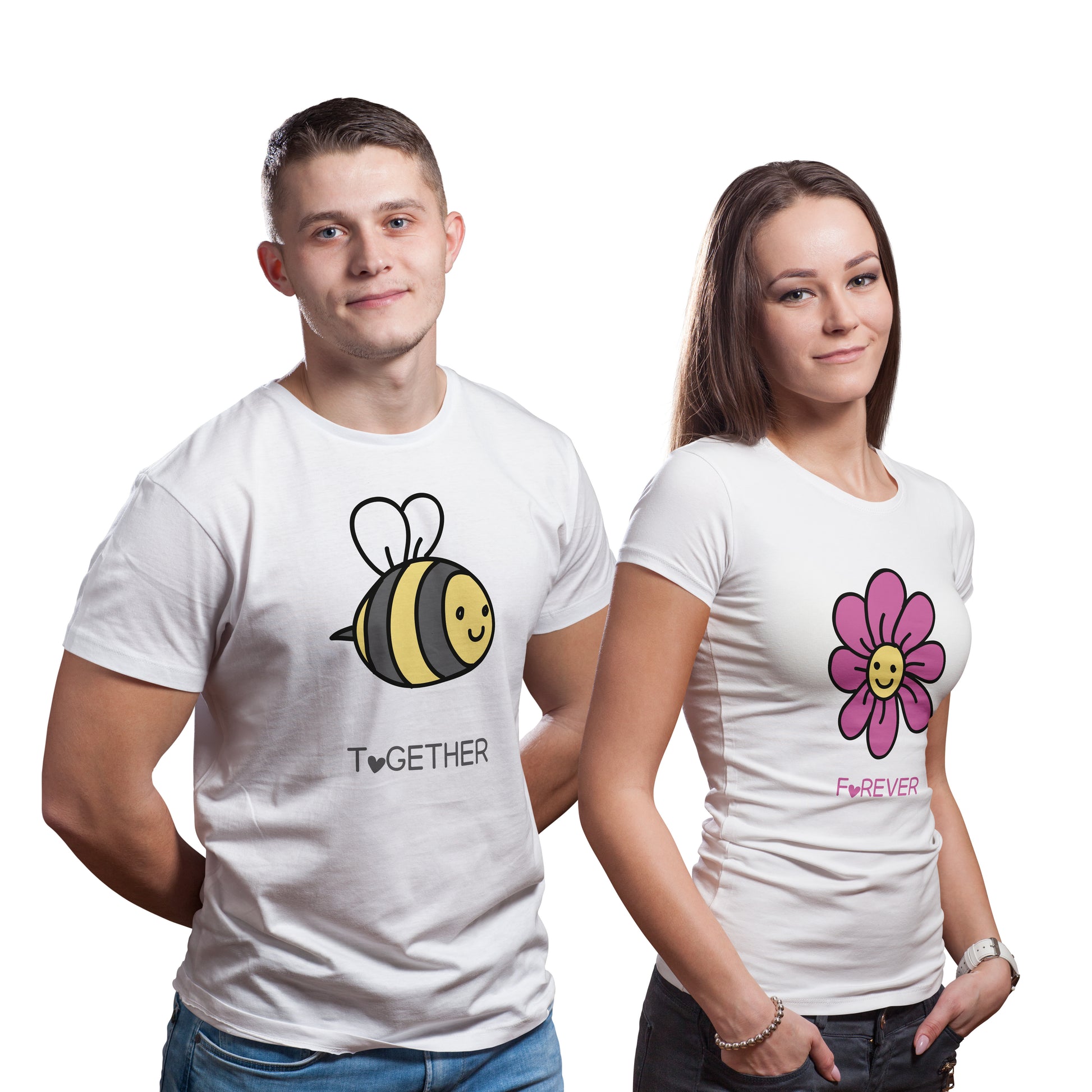 Together Forever matching Couple T shirts- White