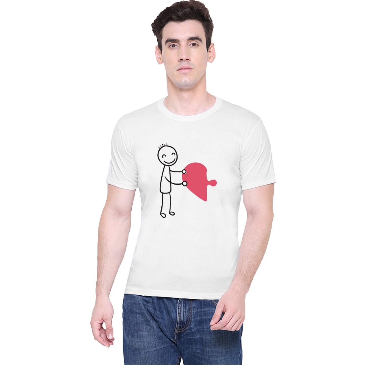 Love Puzzle matching Couple T shirts- White